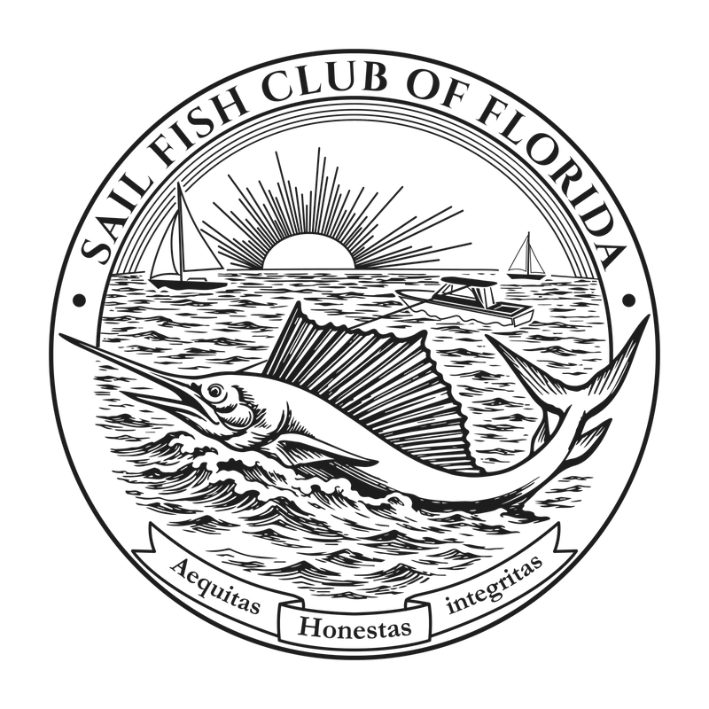 Restored 1929 Sail Fish Club circular crest vector master